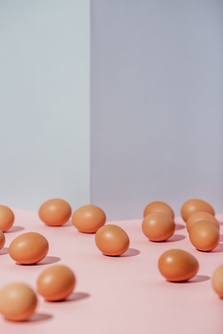Eggs on pastel background